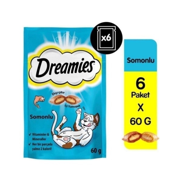 Dreamies Somonlu 60 gr 6’lı Kedi Ödül Maması