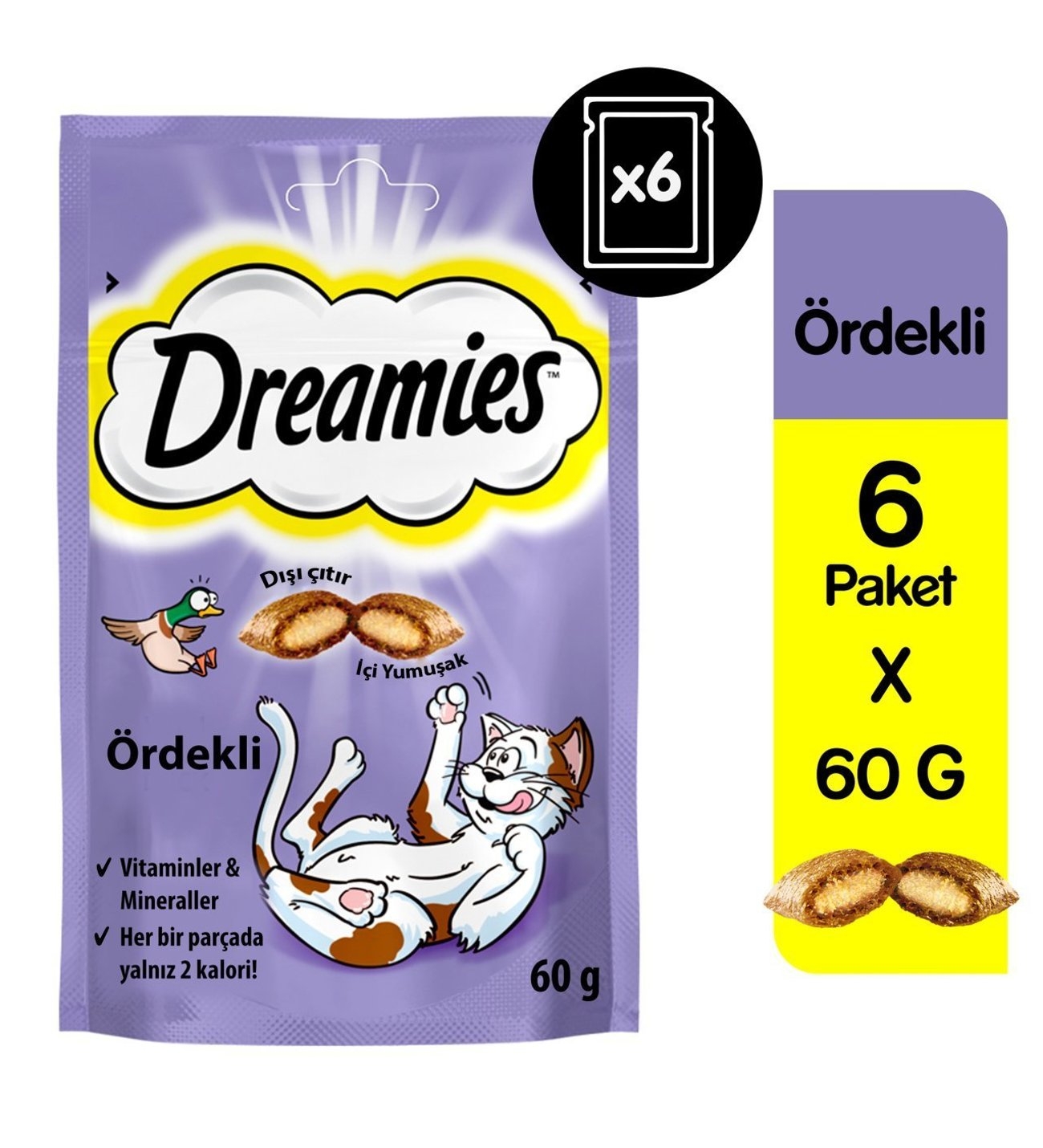 Dreamies Ördekli 60 gr 6’lı Kedi Ödül Maması