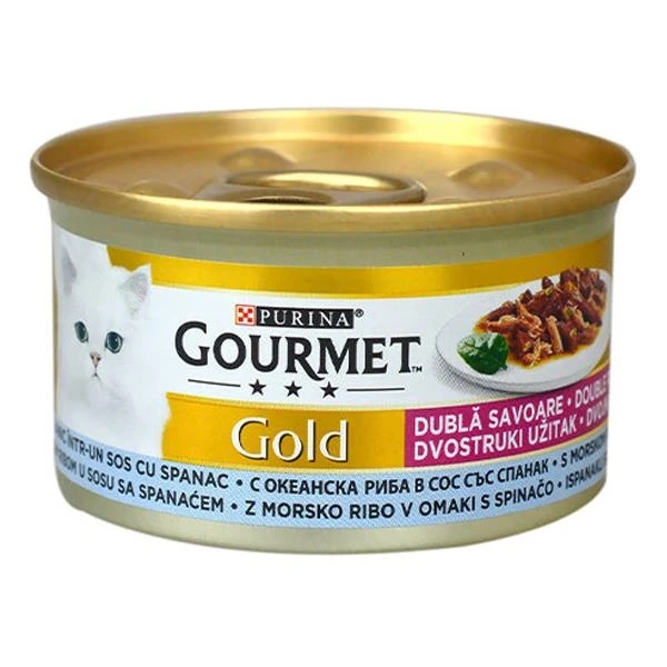 Purina Gourmet Gold Parça Etli Okyanus Balığı ve Ispanaklı Kedi Konservesi 85Gr